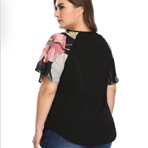 Yoins patchwork round neck half sleeves tee - Picture 5 of 5